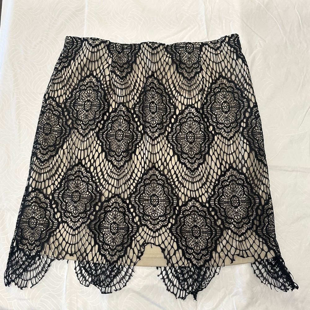Elegant Black Lace Overlay Skirt